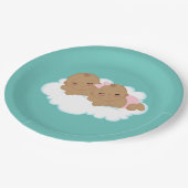 かわいい男の子の双子の赤ちゃんシャワー ペーパープレート (アングル)