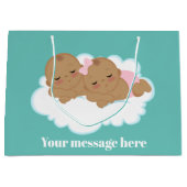 かわいい男の子の双子の赤ちゃんシャワー ラージペーパーバッグ (正面)