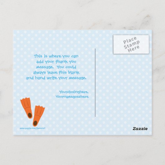 かわいい男の子の夏のプールのパーティー感謝していよのはがき ポストカード (裏面)