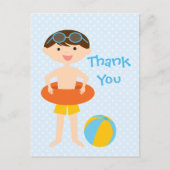 かわいい男の子の夏のプールのパーティー感謝していよのはがき ポストカード (正面)