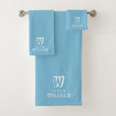 かわいい男の子の子の名前アルファベットイニシャルブルー バスタオルセット (インサイチュ)