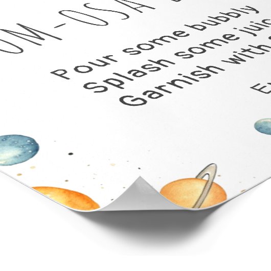 かわいい男の子の宇宙飛行士宇宙ベビーシャワーポスター ポスター (角)