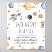 かわいい男の子の宇宙飛行士宇宙ベビーシャワーポスター ポスター (正面)