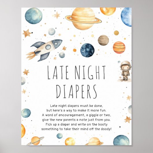 かわいい男の子の宇宙飛行士宇宙ベビーシャワーポスター ポスター (正面)