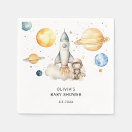 かわいい男の子の宇宙飛行士宇宙ベビーシャワー スタンダードカクテルナプキン