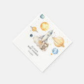 かわいい男の子の宇宙飛行士宇宙ベビーシャワー スタンダードカクテルナプキン (角)