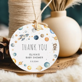 かわいい男の子の宇宙飛行士宇宙ベビーシャワー フェイバータグ