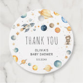 かわいい男の子の宇宙飛行士宇宙ベビーシャワー フェイバータグ (正面)