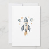 かわいい男の子の宇宙飛行士宇宙ベビーシャワー 招待状 (裏面)