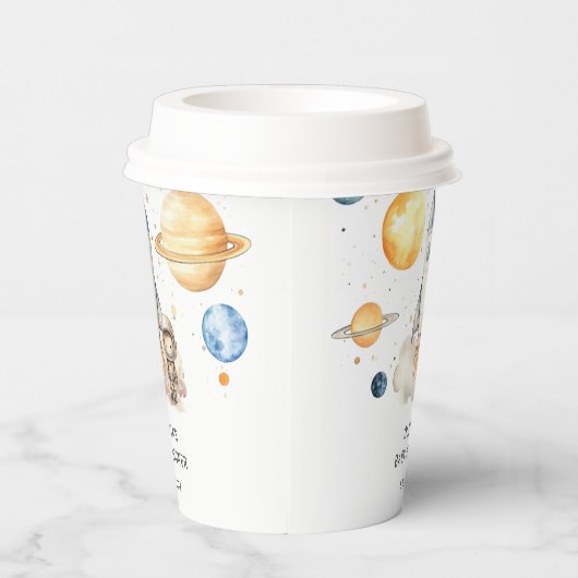 かわいい男の子の宇宙飛行士宇宙ベビーシャワー 紙コップ (右)