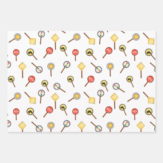 かわいい男の子の建築ビルダーの交通車両 ラッピングペーパーシート (正面)