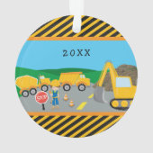 かわいい男の子の建築車の子供のクリスマス オーナメント (裏面)