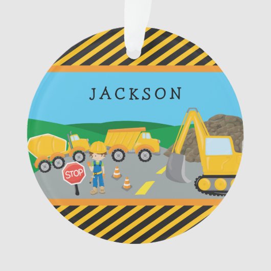 かわいい男の子の建築車の子供のクリスマス オーナメント