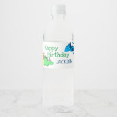 かわいい男の子の恐竜の子供たちパーティー ペットボトルラベル (正面)