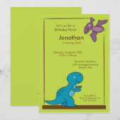 かわいい男の子の恐竜の誕生日のパーティの招待状 招待状 (正面/裏面)