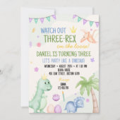 かわいい男の子の恐竜の誕生日パーティーの招待状 招待状 (正面)