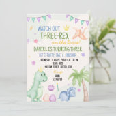 かわいい男の子の恐竜の誕生日パーティーの招待状 招待状 (スタンド正面)