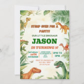かわいい男の子の恐竜誕生日パーティー招待状 招待状 (正面)