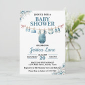 かわいい男の子の洗濯ひもベビーシャワー招待状 招待状 (スタンド正面)