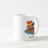 かわいい男の子の海賊キャプテンウッドいかだの子供たちの名前 コーヒーマグカップ (正面右)
