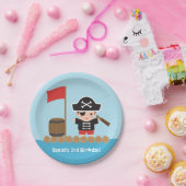 かわいい男の子の海賊宝捜しの誕生会 ペーパープレート (パーティー)