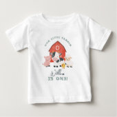 かわいい男の子の牧場の動物の子供の誕生日 ベビーTシャツ (正面)