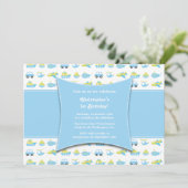 かわいい男の子の移動時間の誕生日のパーティの招待状 招待状 (スタンド正面)