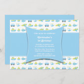 かわいい男の子の移動時間の誕生日のパーティの招待状 招待状 (正面/裏面)