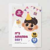 かわいい男の子の誕生日パーティーの招待 招待状 (正面)
