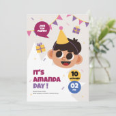 かわいい男の子の誕生日パーティーの招待 招待状 (スタンド正面)