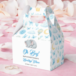 かわいい男の子の象の水彩ベイビーシャワー フェイバーボックス