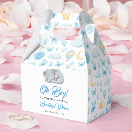 かわいい男の子の象の水彩ベイビーシャワー フェイバーボックス (ウェディング)