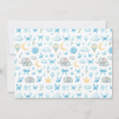 かわいい男の子の象の水彩ベビーシャワー 招待状 (裏面)