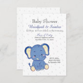 かわいい男の子の象シンプルの赤ちゃんシャワー 招待状 (正面/裏面)