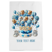 かわいい男の子の赤ちゃんシャワーカスタマイズ ミディアムペーパーバッグ (裏面)