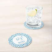 かわいい男の子の赤ちゃんシャワーハート ラウンドペーパーコースター (インサイチュ)