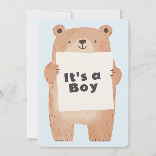 かわいい男の子の赤ちゃんシャワーベア 招待状 (正面)