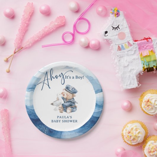 かわいい男の子の赤ちゃん航海のシャワー ペーパープレート (パーティー)