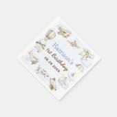 かわいい男の子の飛行機テーマ第1誕生日パーティー スタンダードカクテルナプキン (角)