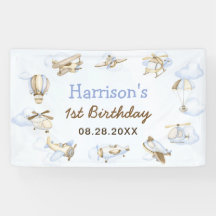 かわいい男の子の飛行機テーマ第1誕生日パーティー