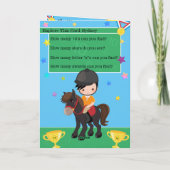 かわいい男の子の馬術 秘密のメッセージ 誕生日 カード (裏面)