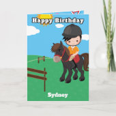 かわいい男の子の馬術 秘密のメッセージ 誕生日 カード (正面)