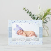 かわいい男の子は青いグリッター|の写真感謝していしています 案内状 (スタンド正面)