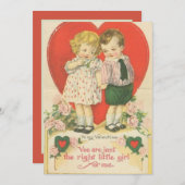 かわいい男の子へ女の子バレンタインヴィンテージ シーズンカード (正面/裏面)