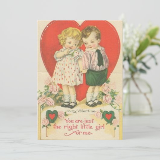 かわいい男の子へ女の子バレンタインヴィンテージ シーズンカード (スタンド正面)