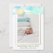 かわいい男の子または女の子パステルサンベビー 案内状 (裏面)