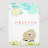 かわいい男の子または女の子パステルサンベビー 案内状 (正面/裏面)