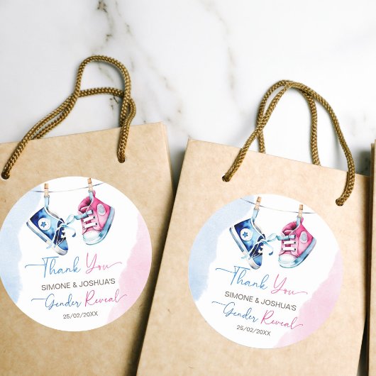 かわいい男の子または女の子ピンクの青のジェンダーが好意を明らかにする ラウンドシール