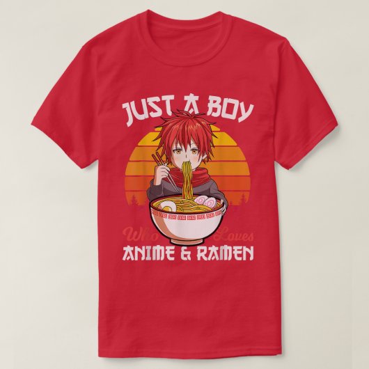 かわいい男の子アニメやラーメンが大好きな男の子ジャパ Tシャツ (デザイン正面)