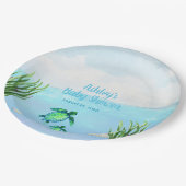 かわいい男の子ウミガメと海赤ちゃんシャワー ペーパープレート (アングル)